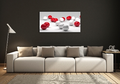 Glass wall art Red and white balls