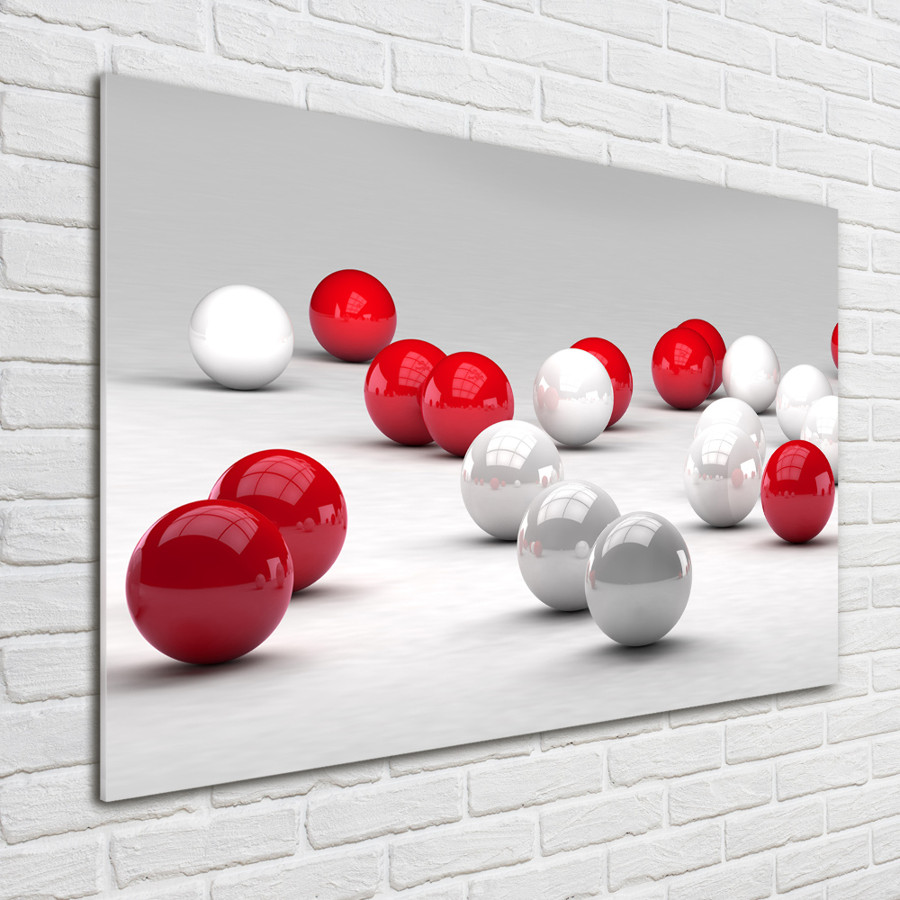 Glass wall art Red and white balls