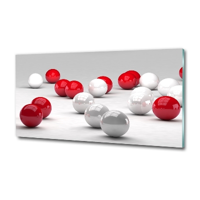 Glass wall art Red and white balls