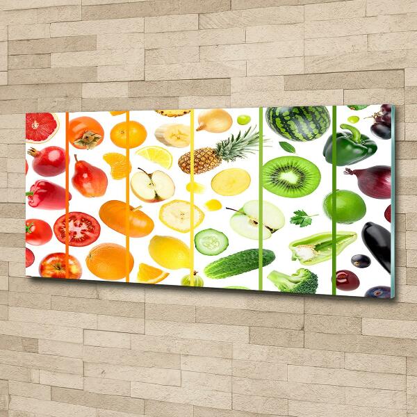 Printed glass wall art Fruits and vegetables