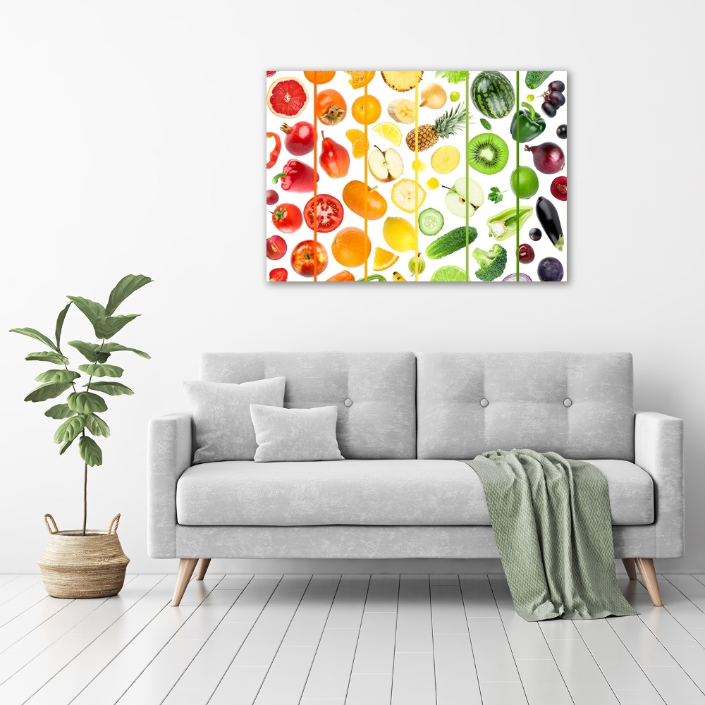 Printed glass wall art Fruits and vegetables