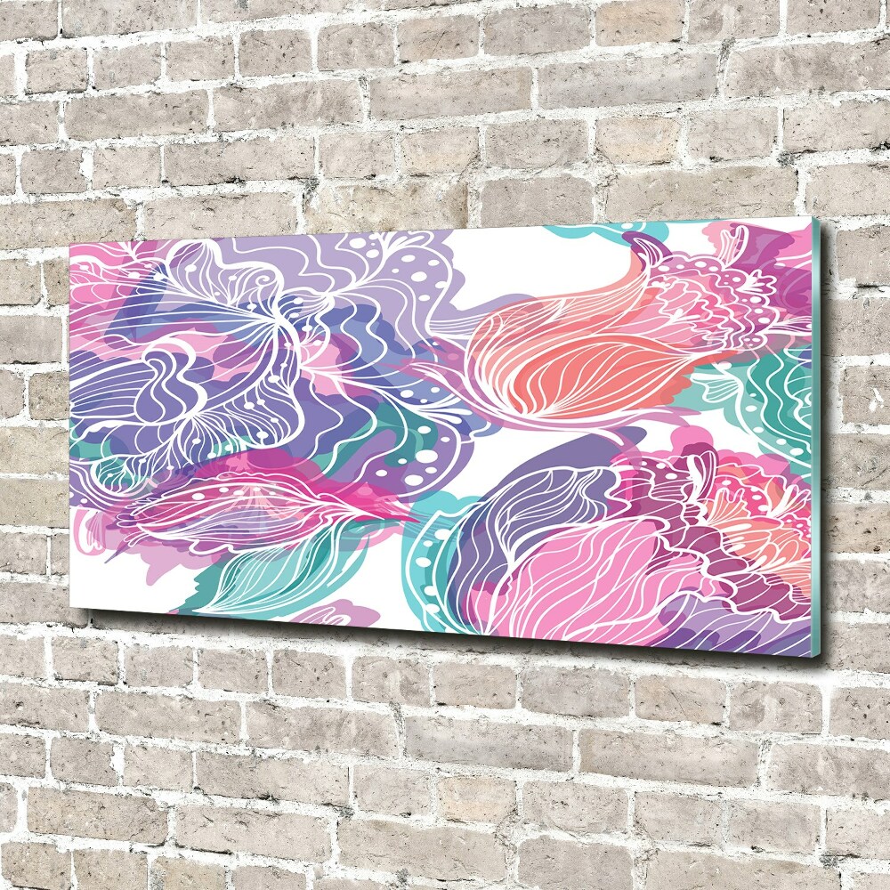 Glass art print Magic flowers