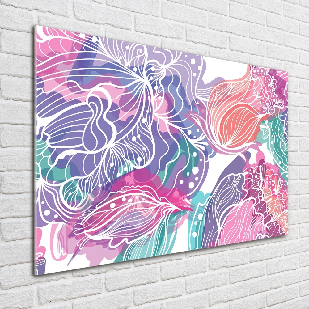 Glass art print Magic flowers