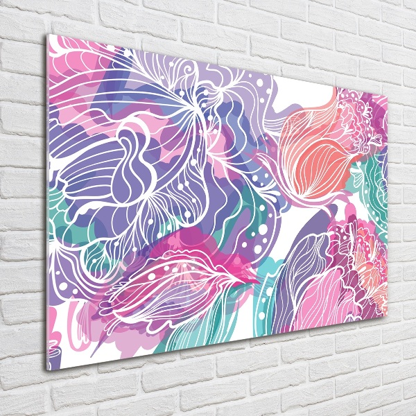 Glass art print Magic flowers