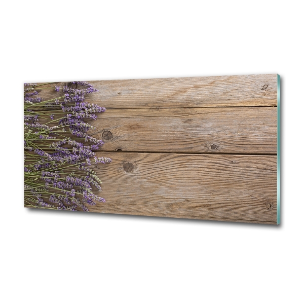 Wall art on glass Lavender on wood