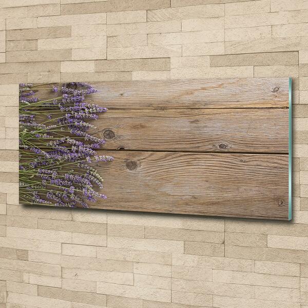 Wall art on glass Lavender on wood