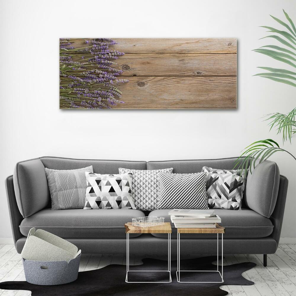 Wall art on glass Lavender on wood