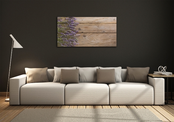 Wall art on glass Lavender on wood