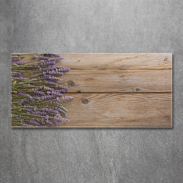 Wall art on glass Lavender on wood