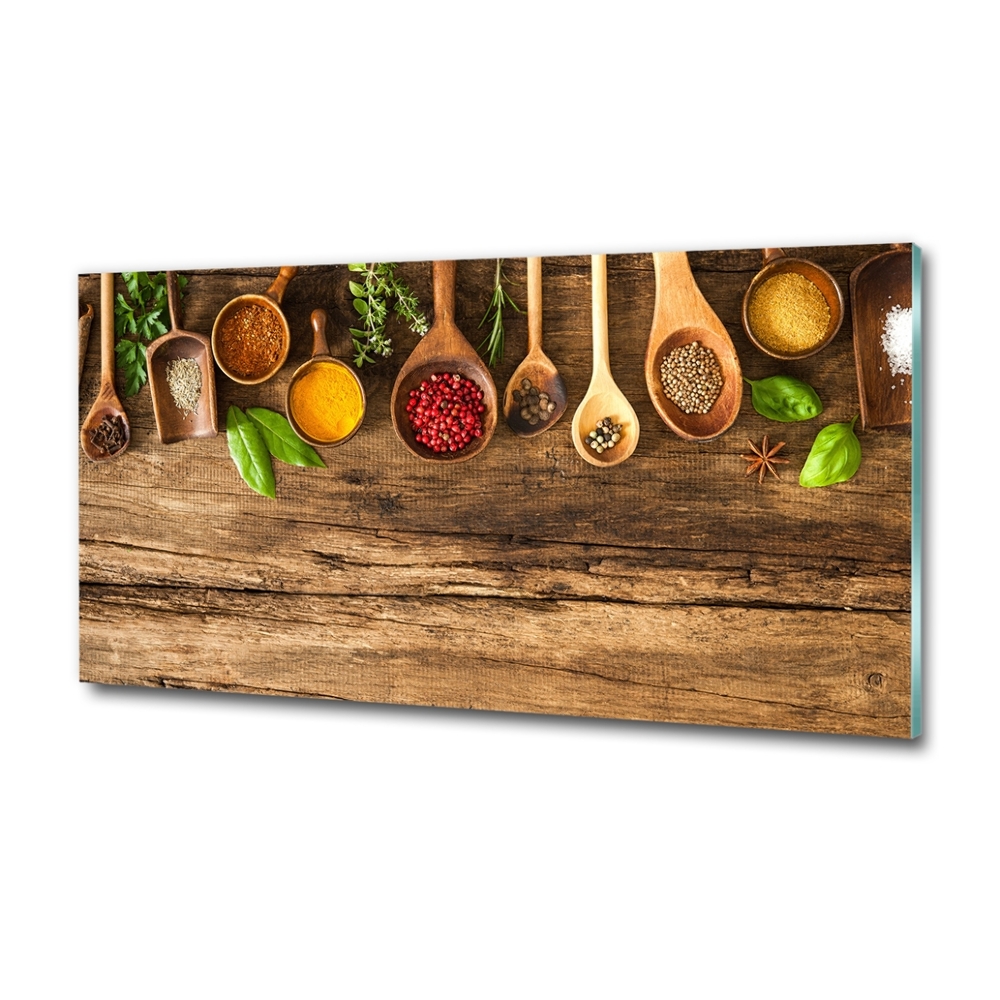 Glass wall art large Wood spices