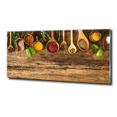 Glass wall art large Wood spices