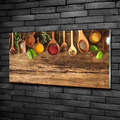 Glass wall art large Wood spices