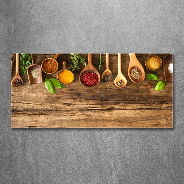 Glass wall art large Wood spices