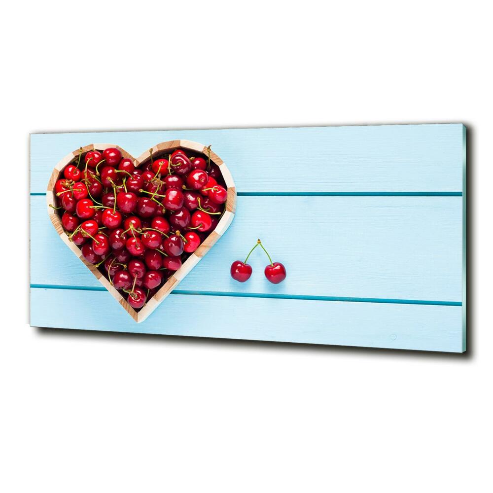 Glass wall art large Cherry heart