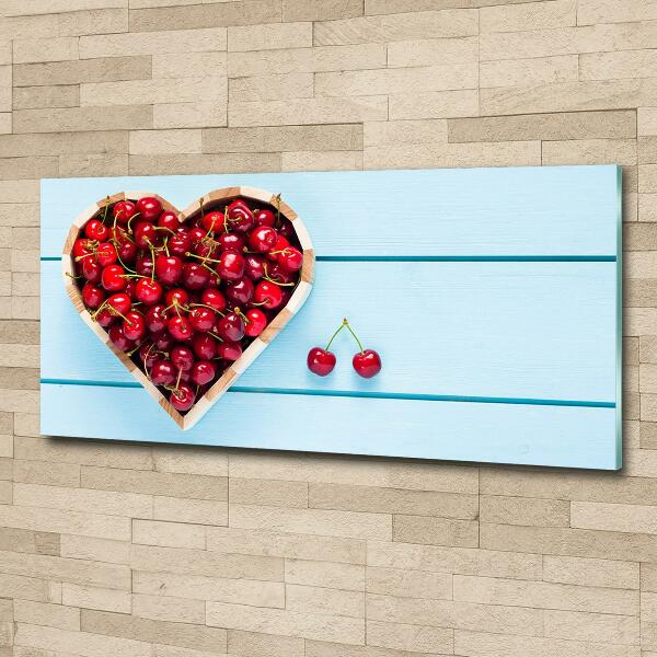 Glass wall art large Cherry heart