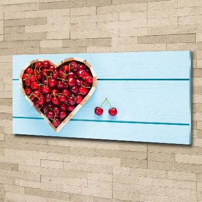 Glass wall art large Cherry heart