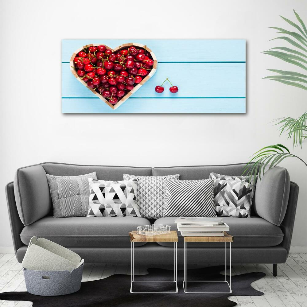 Glass wall art large Cherry heart