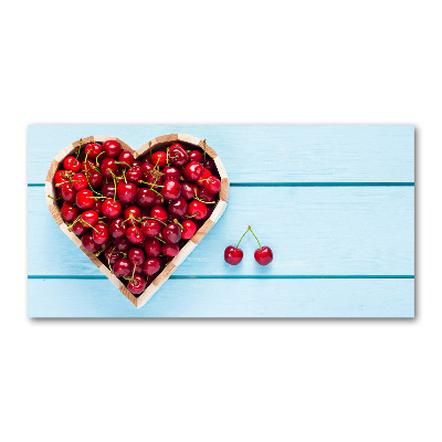 Glass wall art large Cherry heart