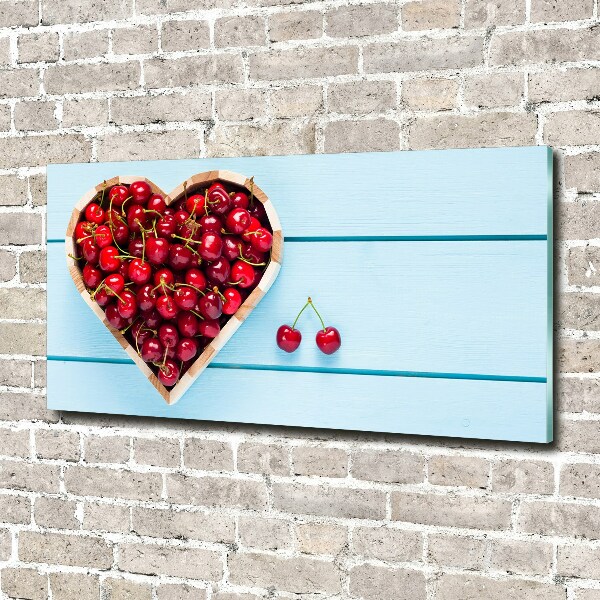 Glass wall art large Cherry heart