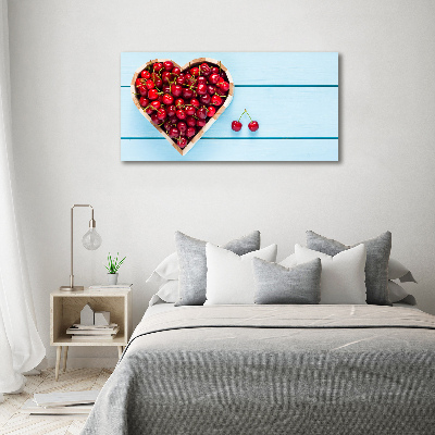 Glass wall art large Cherry heart