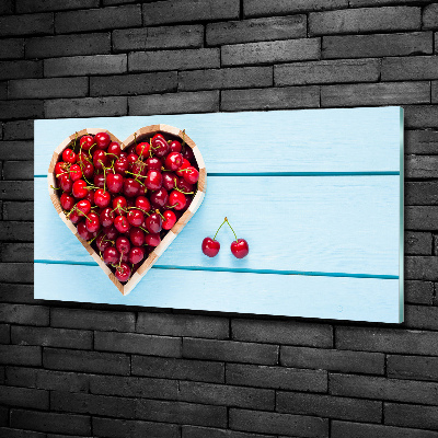 Glass wall art large Cherry heart