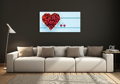 Glass wall art large Cherry heart