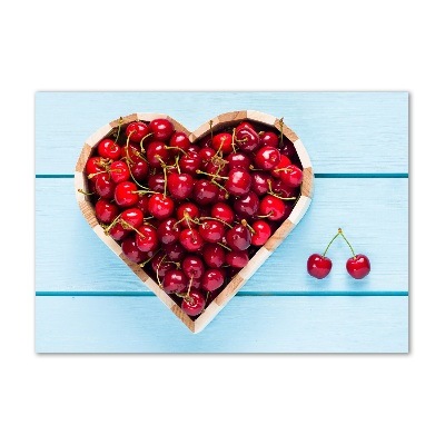 Glass wall art large Cherry heart