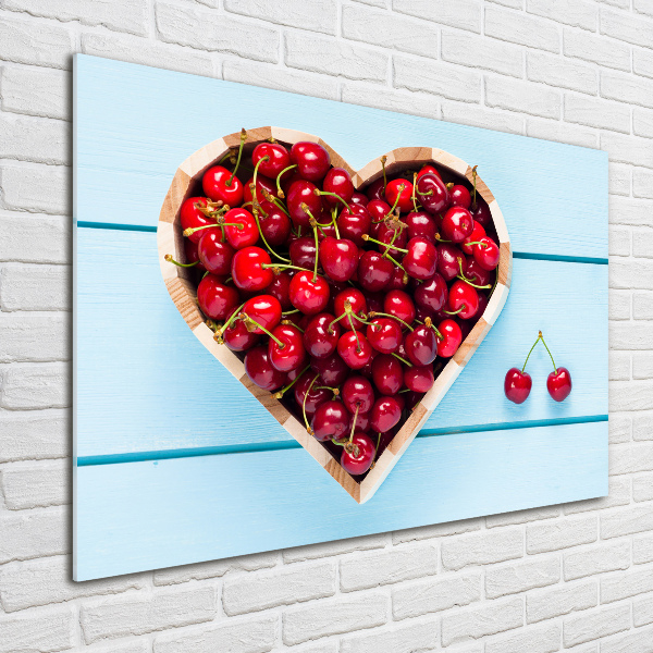 Glass wall art large Cherry heart