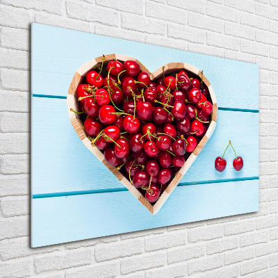 Glass wall art large Cherry heart