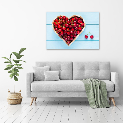 Glass wall art large Cherry heart