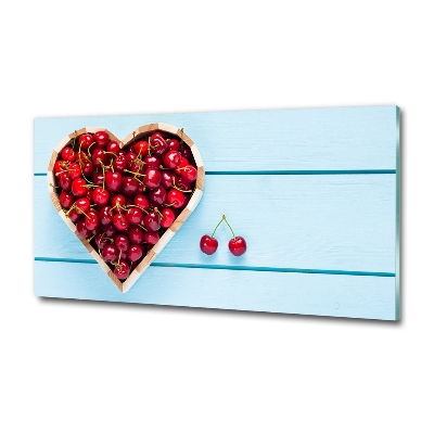 Glass wall art large Cherry heart