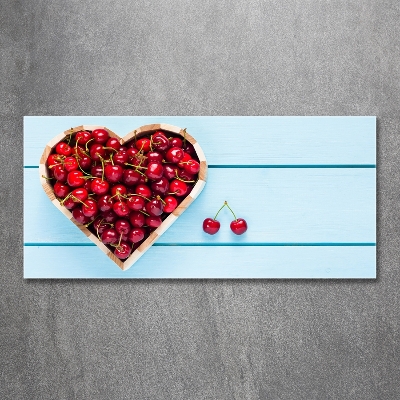 Glass wall art large Cherry heart