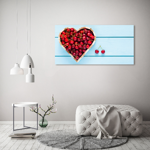 Glass wall art large Cherry heart