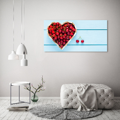 Glass wall art large Cherry heart