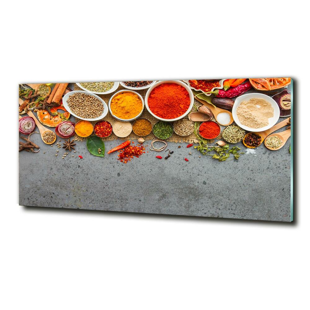 Glass wall art large A mixture of spices