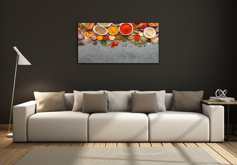 Glass wall art large A mixture of spices