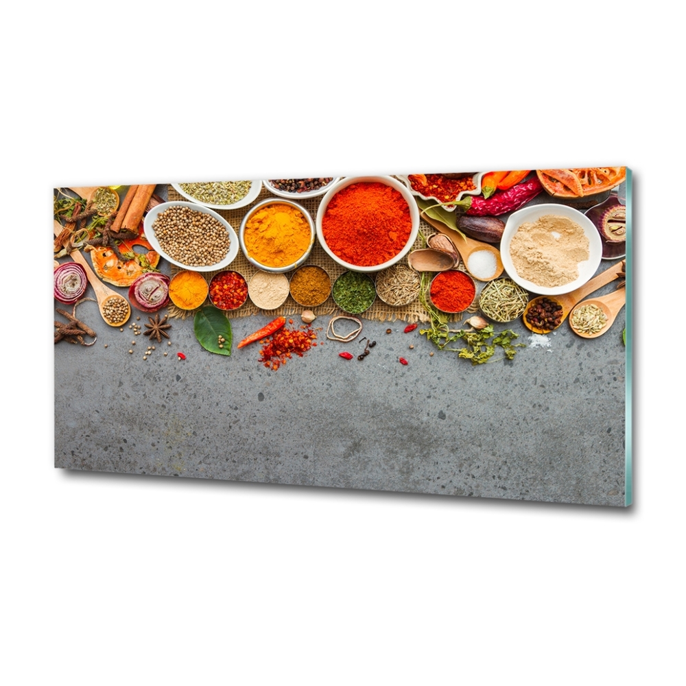 Glass wall art large A mixture of spices