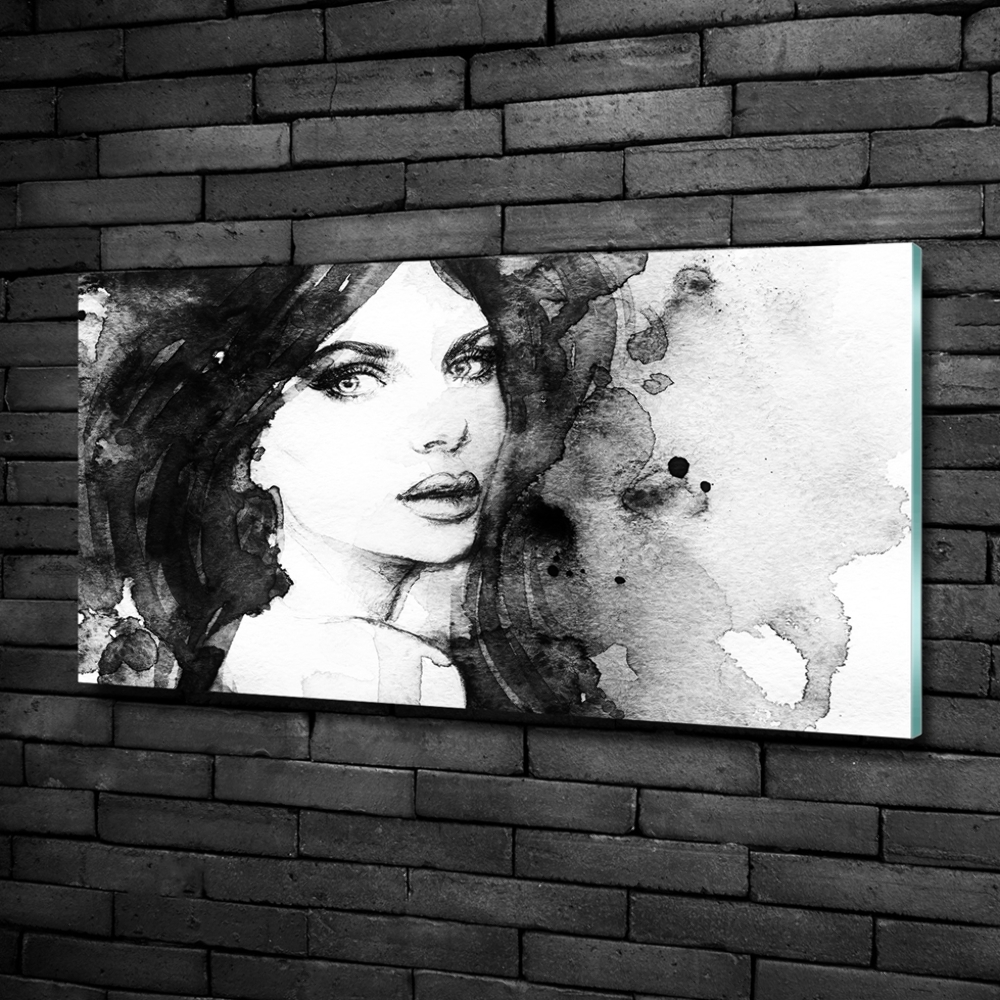 Glass wall art Woman portrait