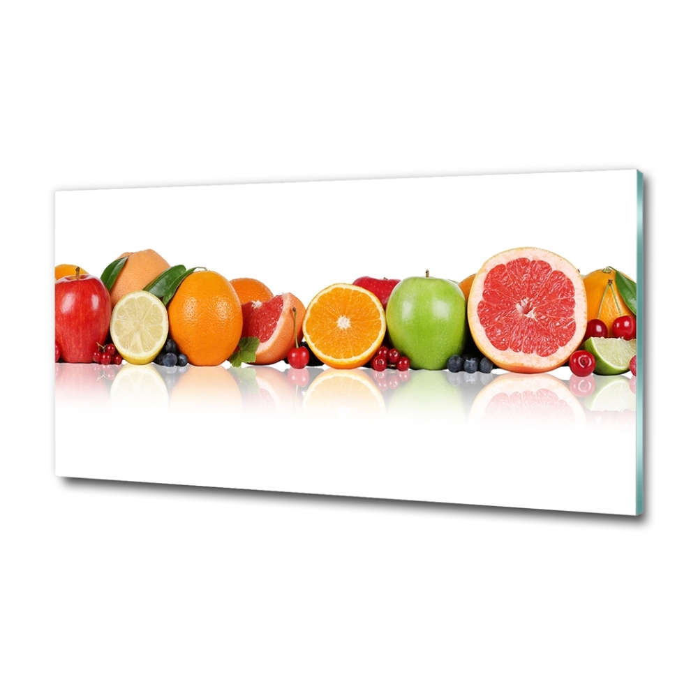 Glass wall art large Colorful fruit