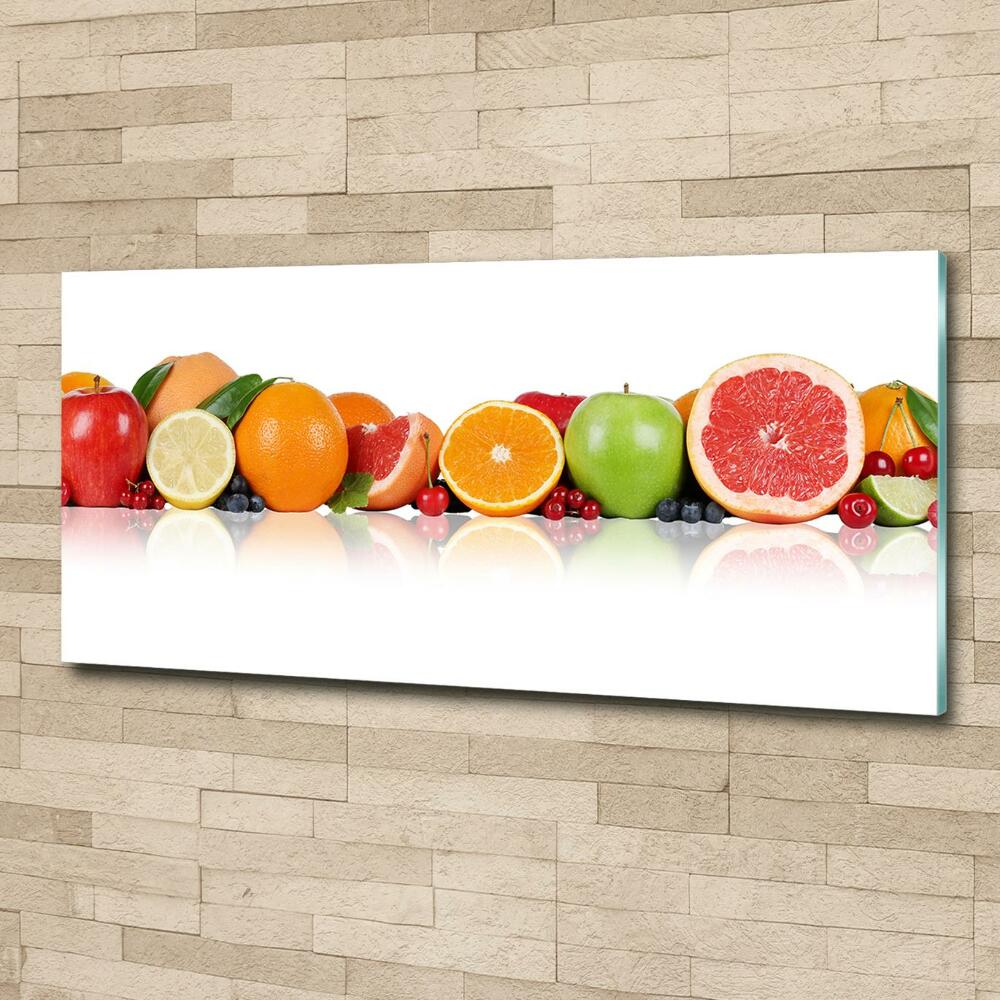 Glass wall art large Colorful fruit