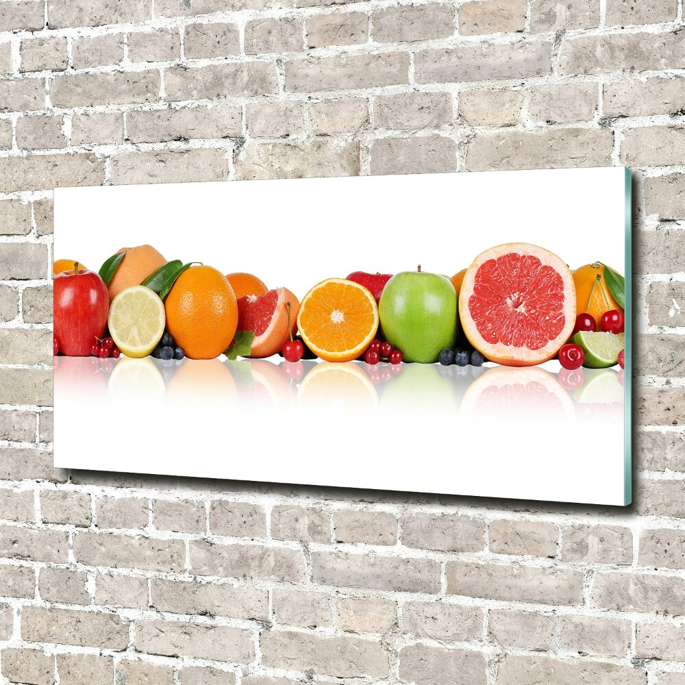 Glass wall art large Colorful fruit