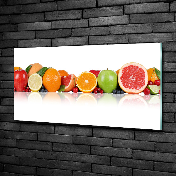 Glass wall art large Colorful fruit