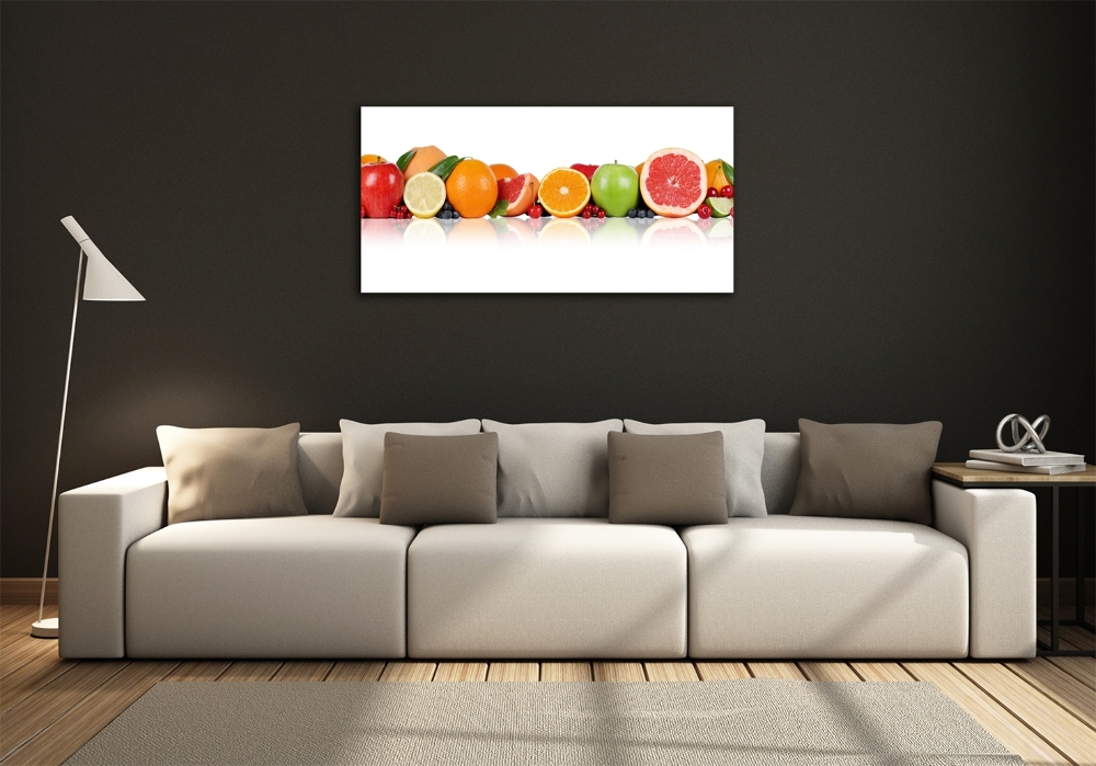 Glass wall art large Colorful fruit