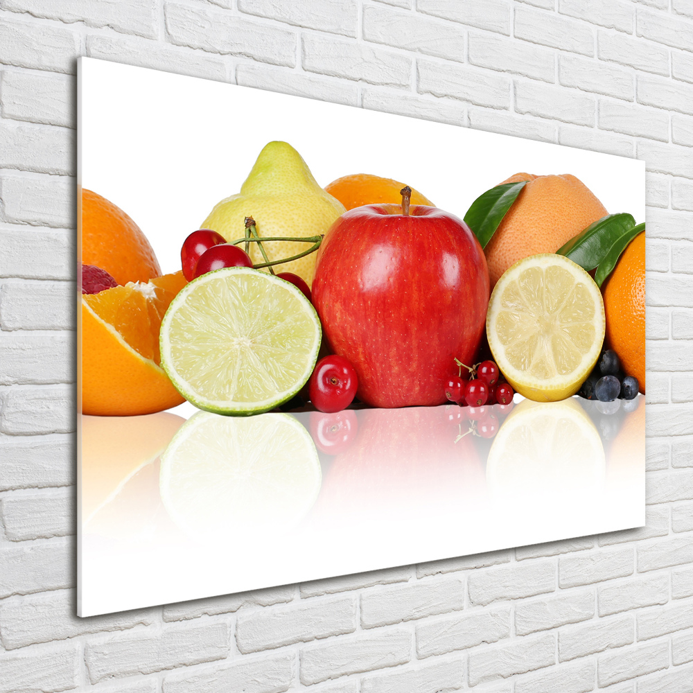 Glass wall art large Colorful fruit