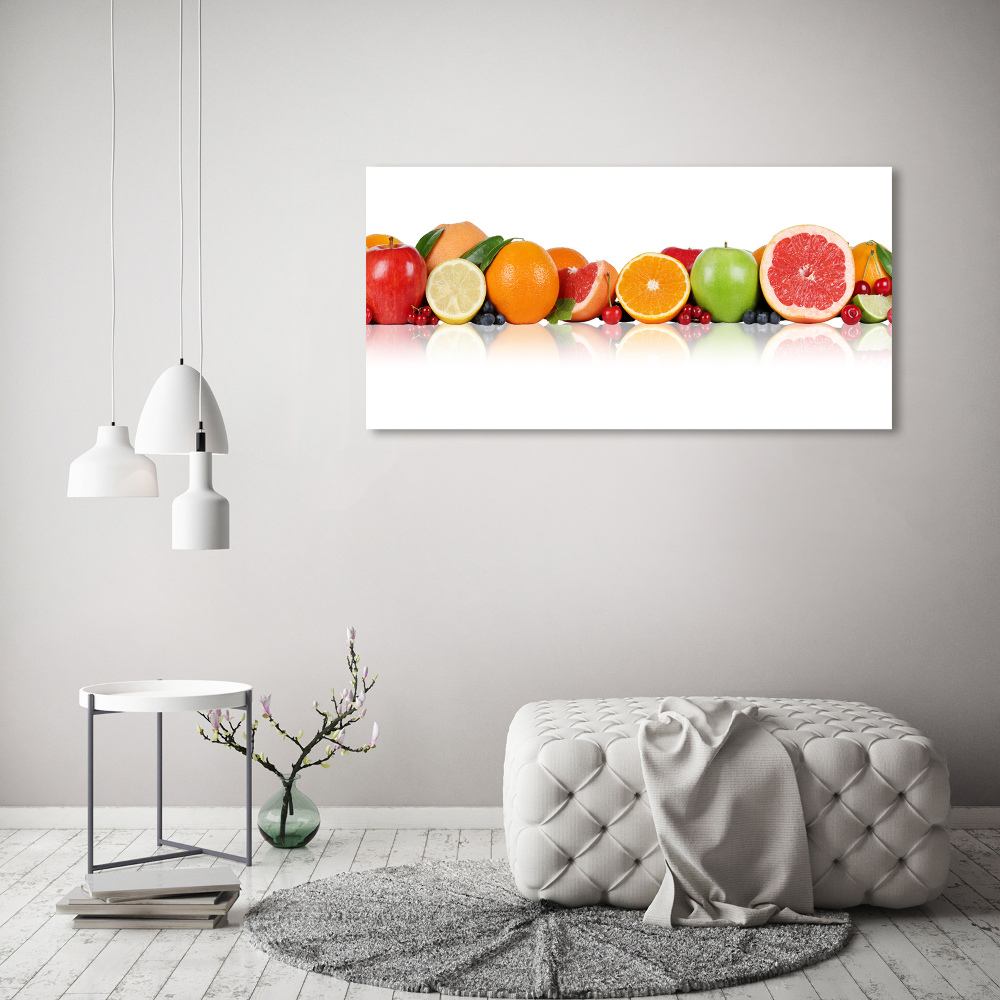 Glass wall art large Colorful fruit