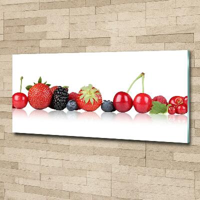 Glass wall art large Fruit in a row