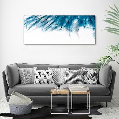 Glass art print Blue feathers