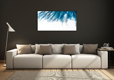 Glass art print Blue feathers