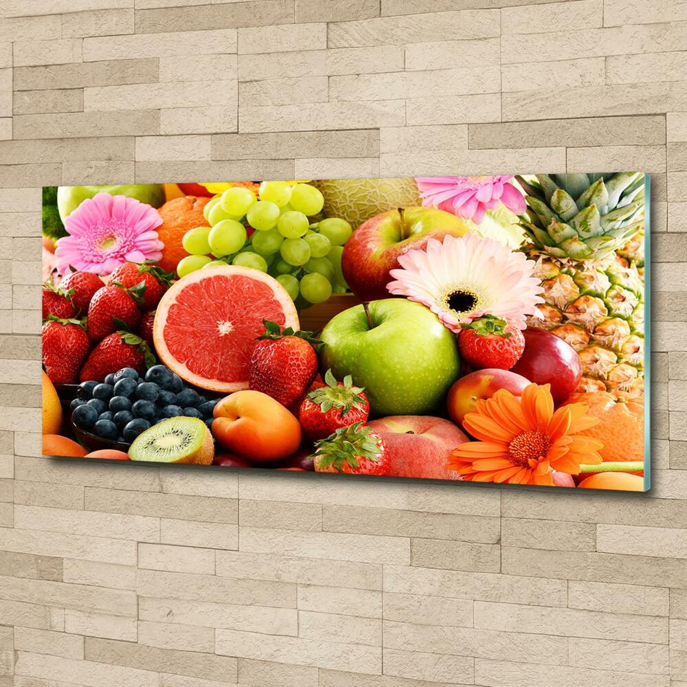 Glass wall art large Colorful fruit