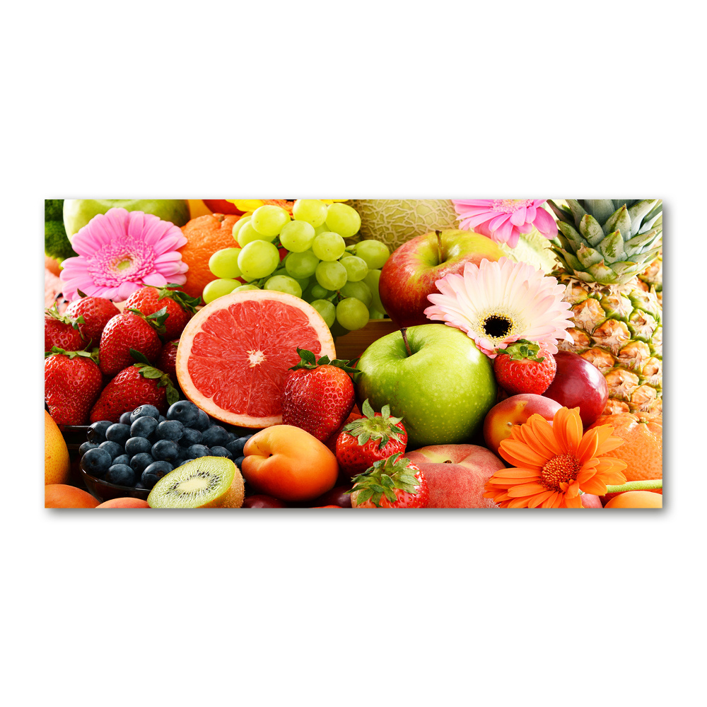 Glass wall art large Colorful fruit